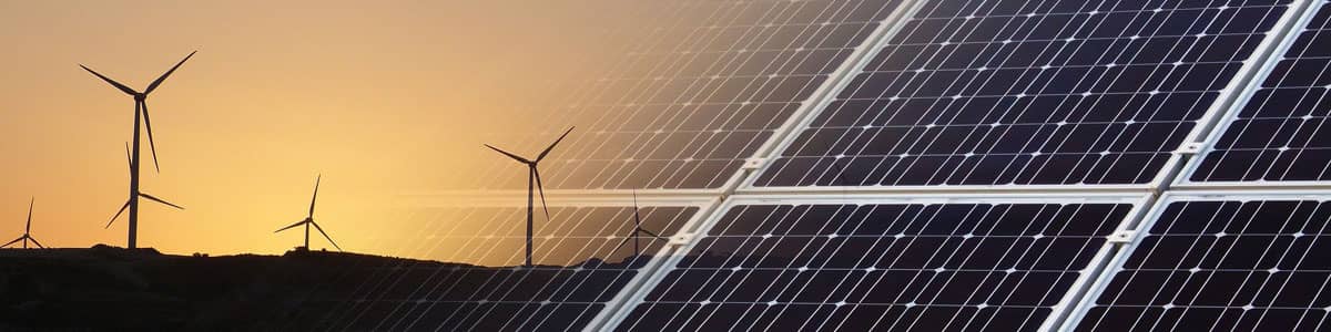 Wind farm and solar energy panels