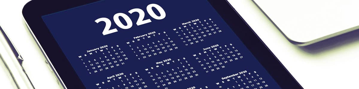 2020 calendar viewed on tablet