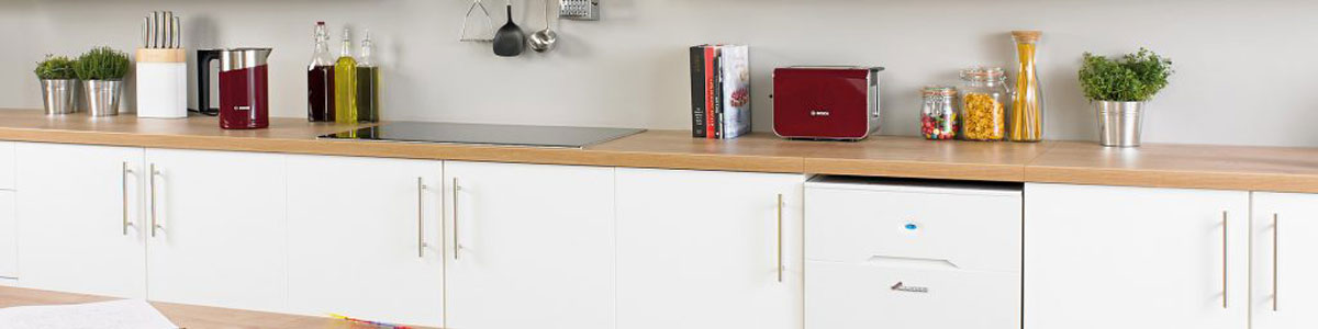 Kitchen with under-counter oil boiler