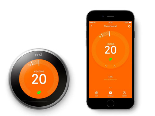 Google Nest thermostat and mobile phone app